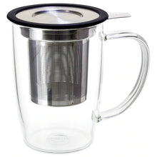 Load image into Gallery viewer, NewLeaf Glass Tall Tea Mug with Infuser &amp; Lid
