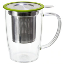 Load image into Gallery viewer, NewLeaf Glass Tall Tea Mug with Infuser &amp; Lid

