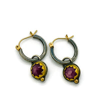 Load image into Gallery viewer, Pink Sapphire Charm Hoops
