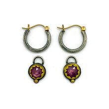 Load image into Gallery viewer, Pink Sapphire Charm Hoops
