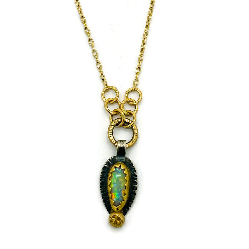 Opal Necklace in Gold Bezel