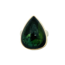 Load image into Gallery viewer, Vertical Teardrop Green Tourmaline Ring
