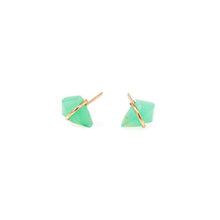 Load image into Gallery viewer, 18KT Teeny Kite Stud Earrings-Chrysoprase
