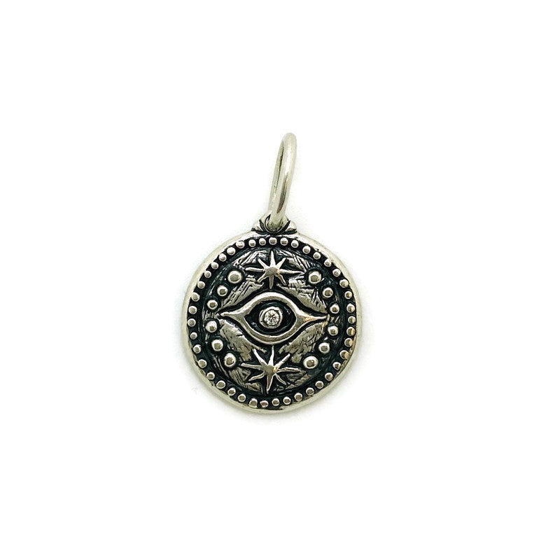 Silver Diamond Evil Eye and Hamsa Charm