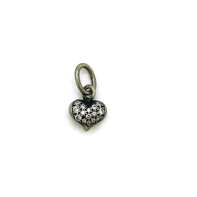 Silver Baby Puff Pave Heart Charm