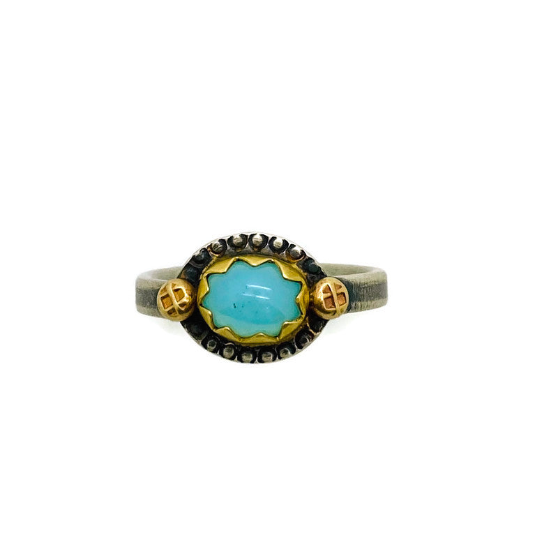 Peruvian Opal Mixed Metal Ring